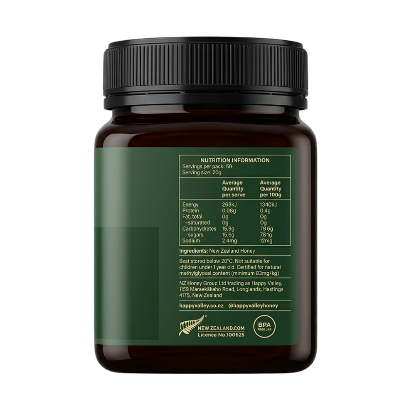 Happy Valley UMF 5+ Mānuka Honey 1kg - 365 Health Limited