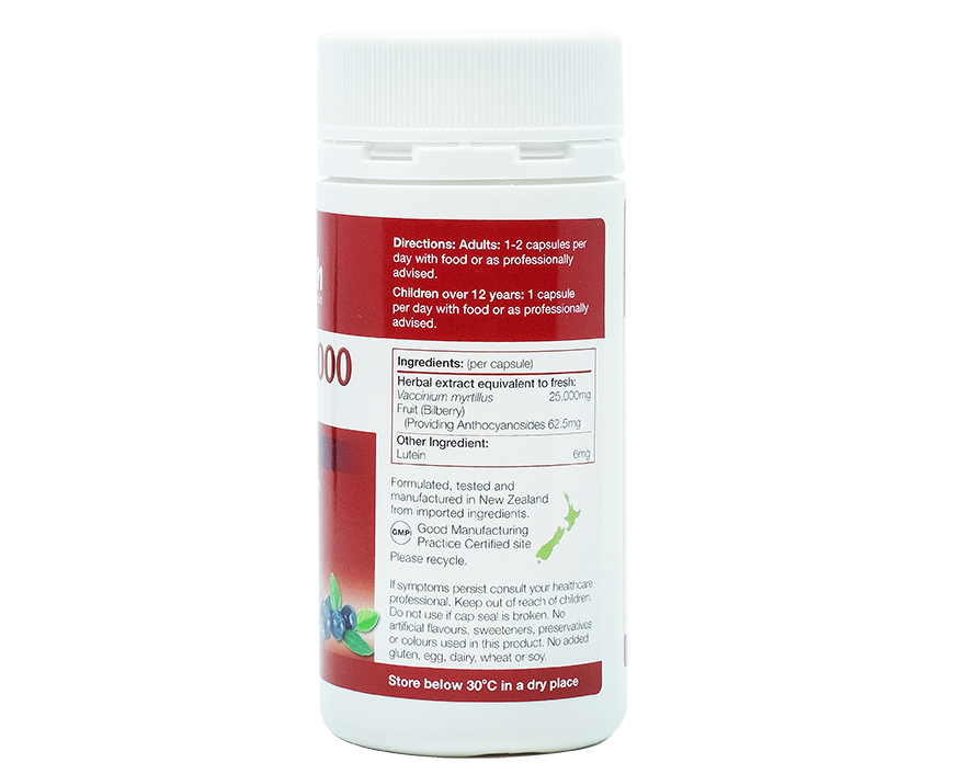 Good Health Bilberry 25000 Plus Lutein 6mg 60capsules - 365 Health Limited