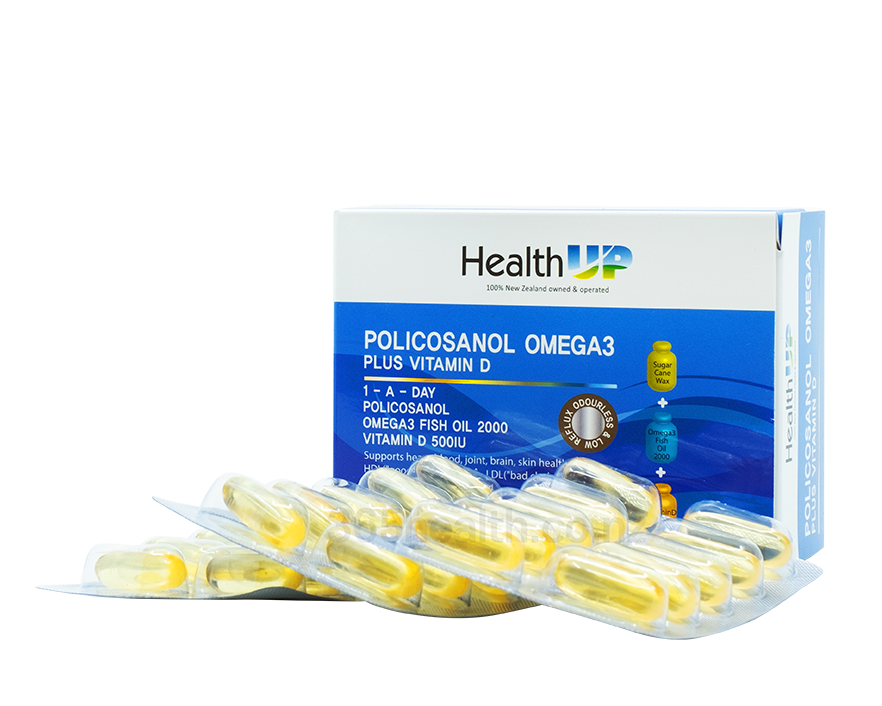 HealthUP Policosanol Omega 3 Plus Vitamin D 30capsules - 365 Health Limited