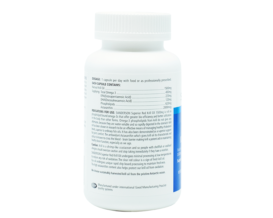 Sanderson Superior Red Krill Oil 1500mg 60 capsules - 365 Health Limited