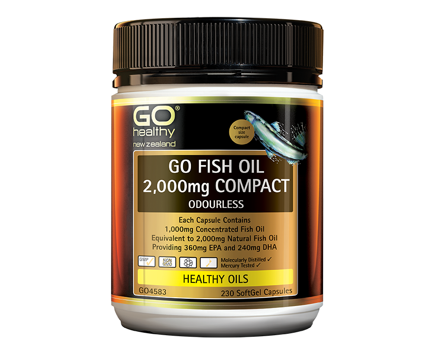 Go Healthy Go Fish Oil 2000mg Compact Odourless 230 softgels - 365 Health Limited