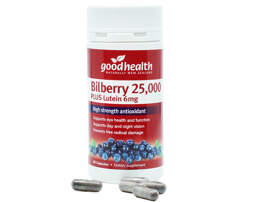 Good Health Bilberry 25000 Plus Lutein 6mg 60capsules - 365 Health Limited
