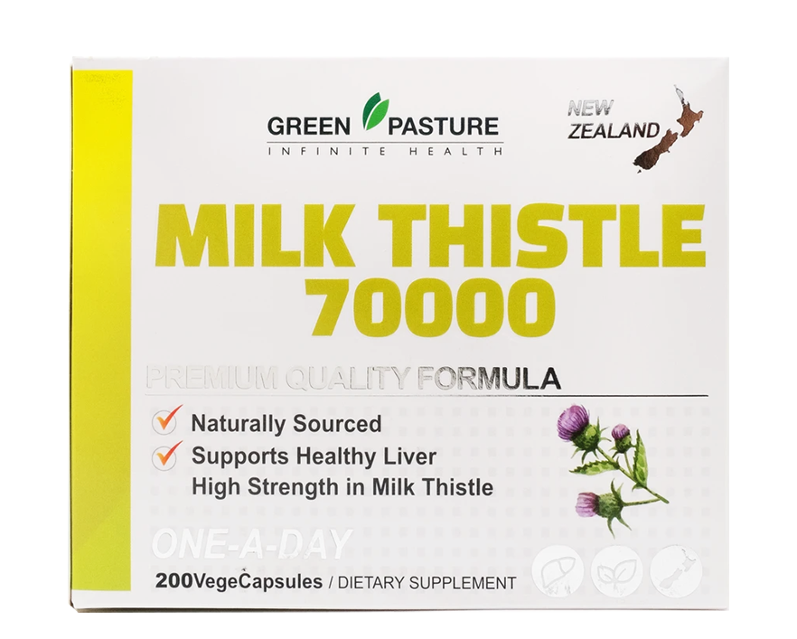 Green Pasture Milk Thistle 70000mg 200vegecapsules - 365 Health Limited